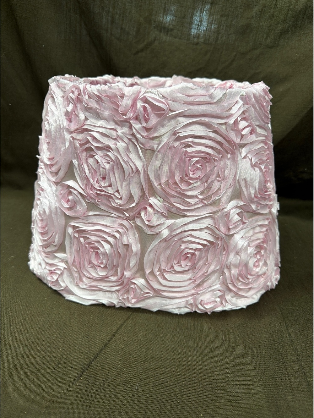 Pink Rose Pattern Fabric Lamp Shade with Metal Frame